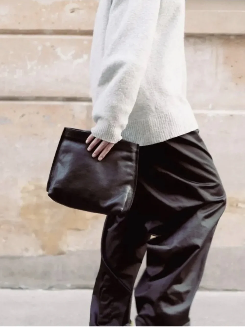 Shiraleah Black Leather Fold Over Clutch Pouch